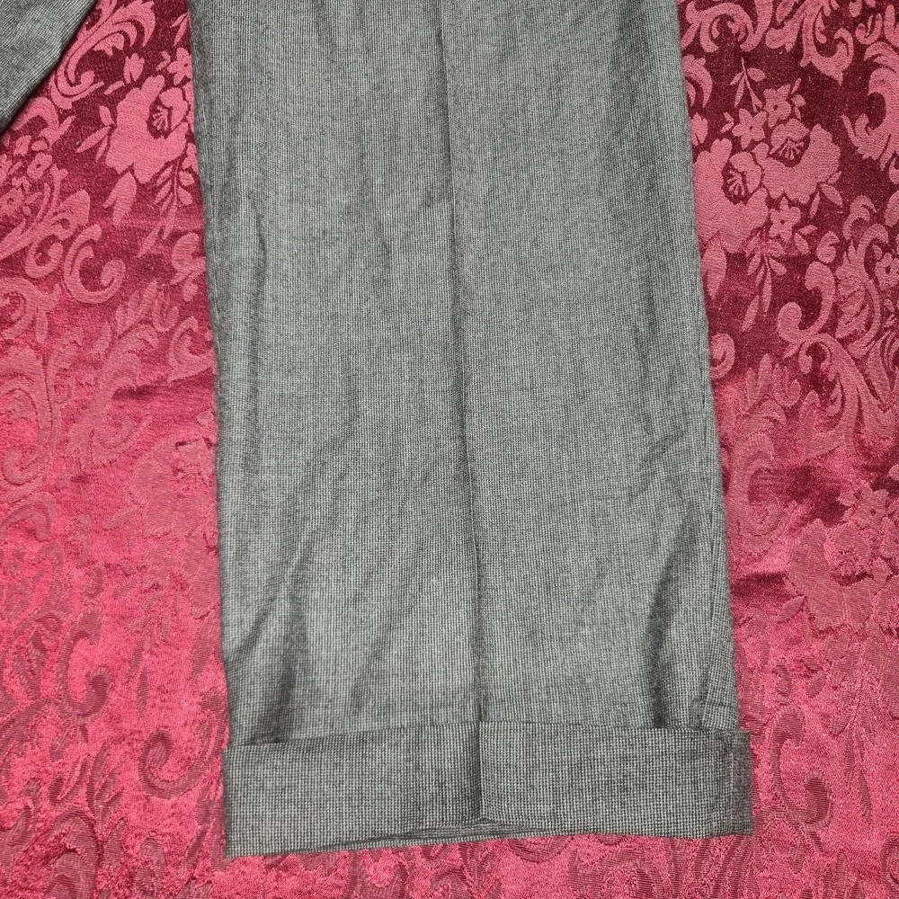 Burberry London Mens Dress Pants 42 Reg Grey‎ Check Pleated Wool Trousers